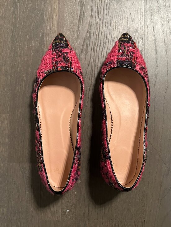 J. Crew Shoes - J. Crew pink tweed and sequin shoes, 8.5